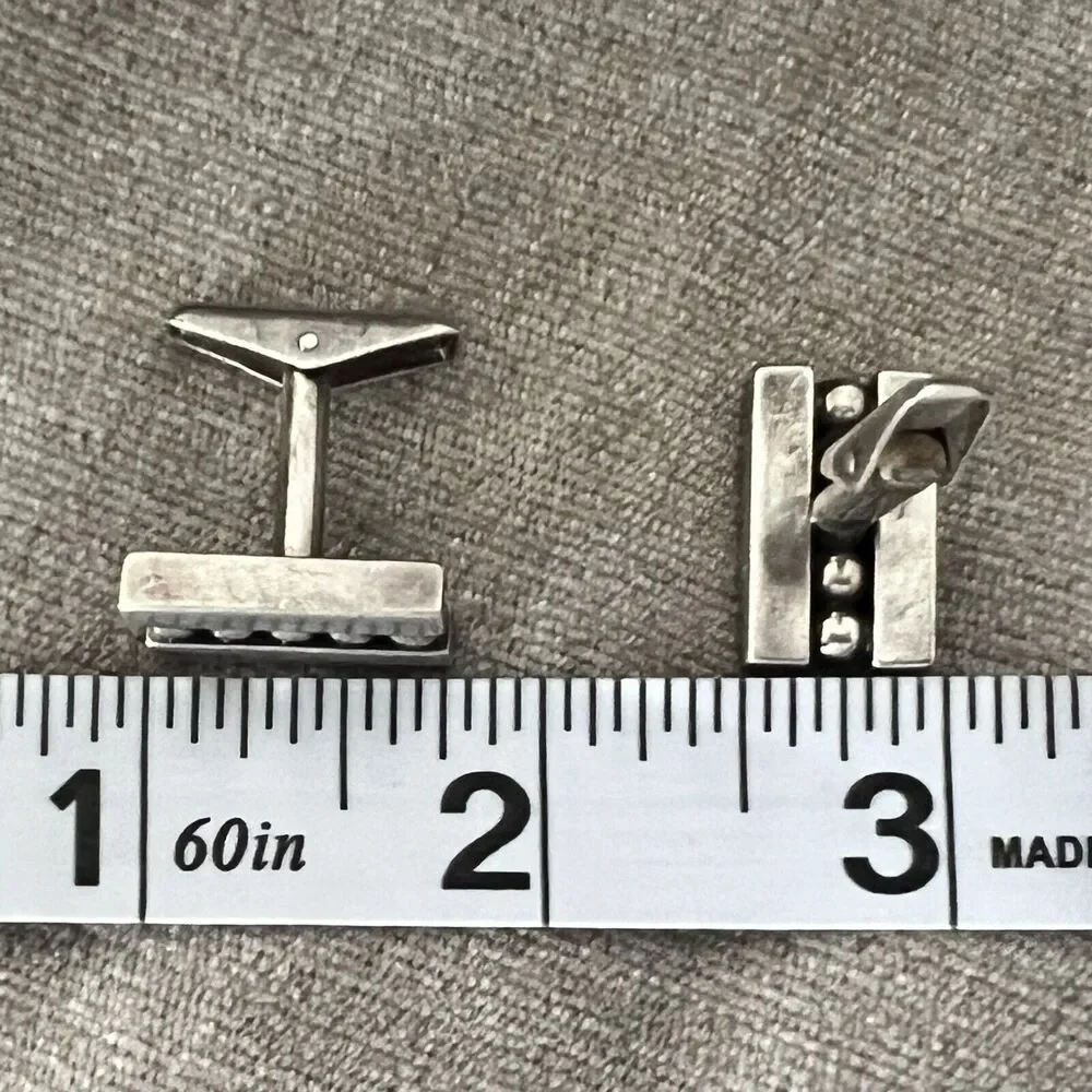 Allan Adler Signed Modernist Sterling Silver Vintage Cufflinks Mid-century MCM M